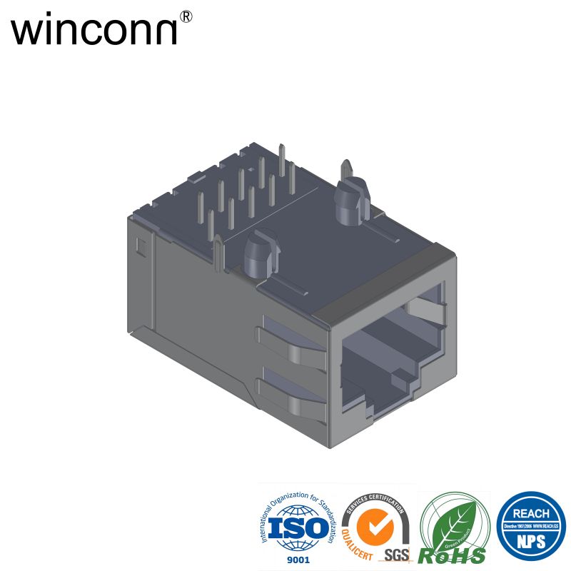 1Port 2.5G Right Angle DIP RJ45 connector