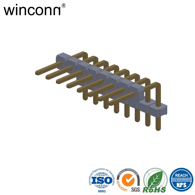Pin Header Pitch=2.54mm Single Row Double Housing Right Angle DIP Type