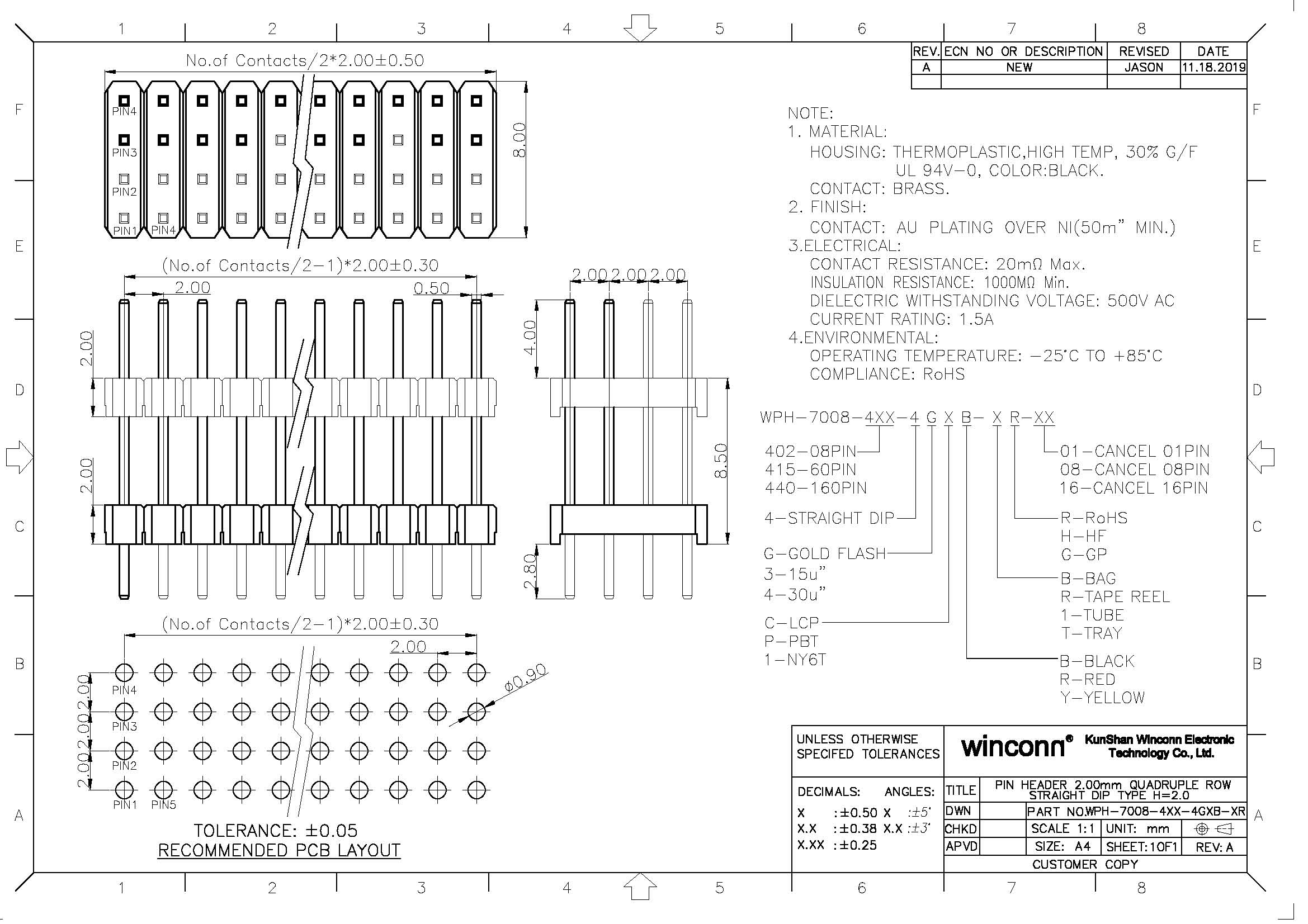 4 row Press Fit Pin Header Socket from China manufacturer pin header